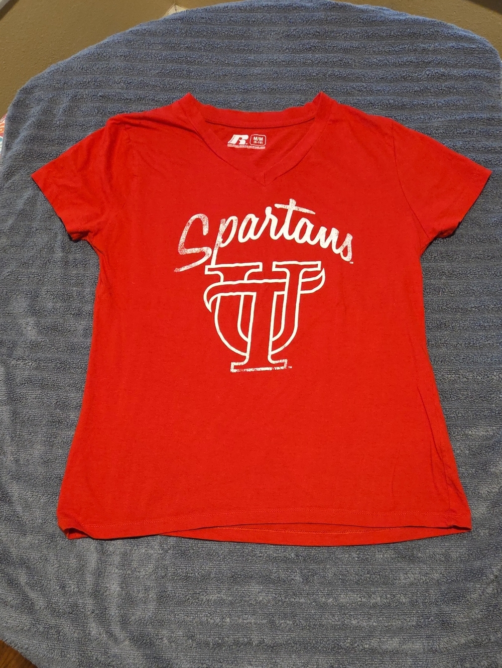 Russell Athletic Red V-Neck 'Spartans' Kids Tee